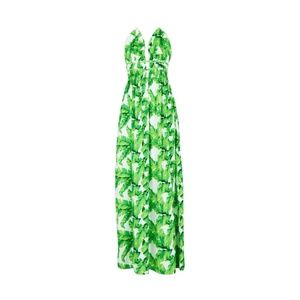 tall plunge front palm print maxi bress White